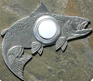 salmon doorbell button closeup